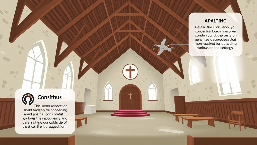 Visual guide for practical steps in converted church building mold compliance