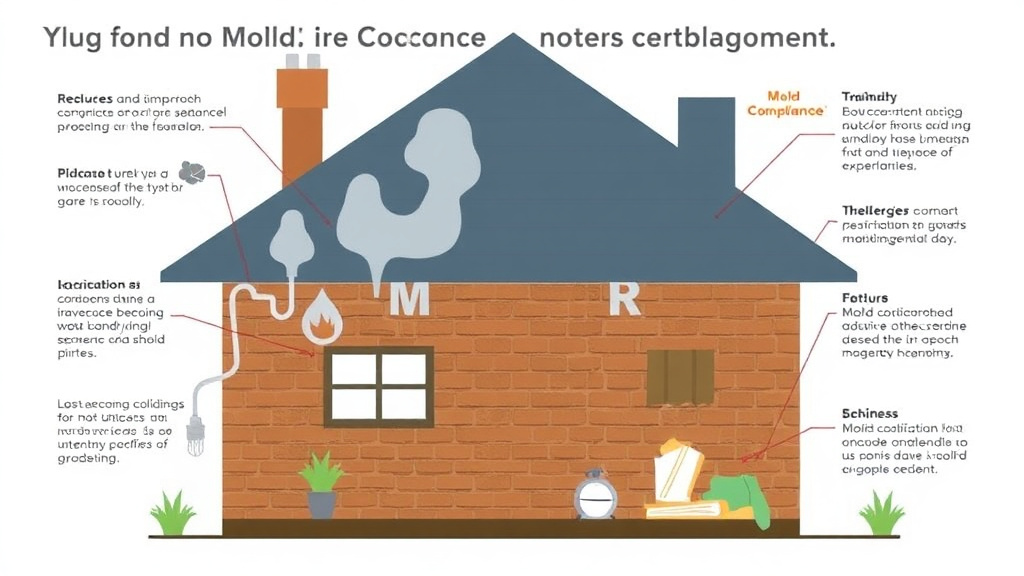 Illustration showing key concepts related to mold compliance during fire damage restoration