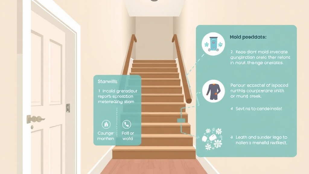 Visual guide for practical steps in hallway and stairwell mold compliance