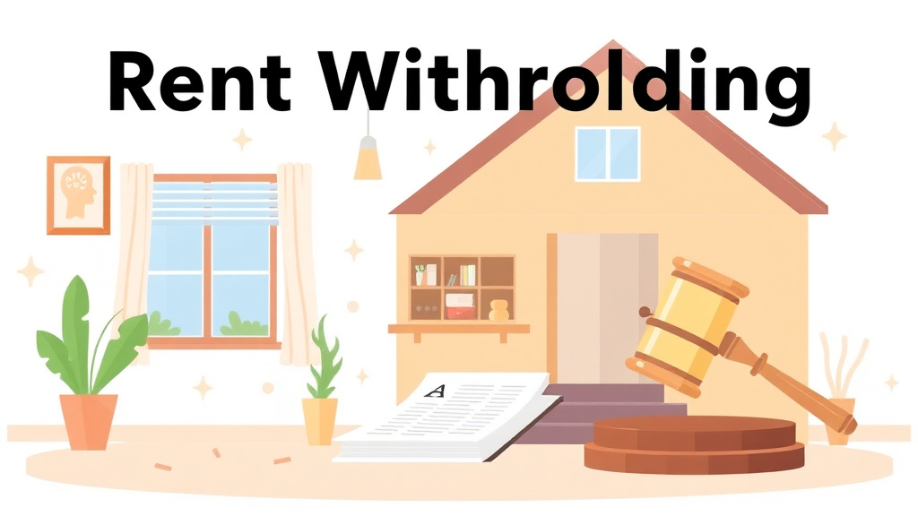 Illustration showing key concepts related to rent withholding for mold: state laws and landlord response