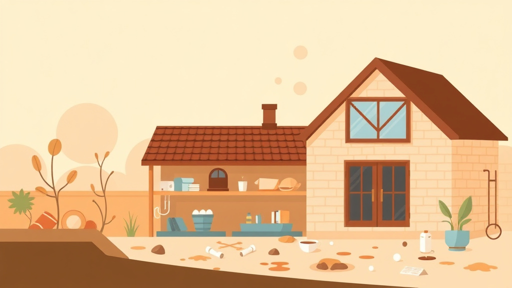 Illustration showing key concepts related to breach of habitability warranty: mold defense