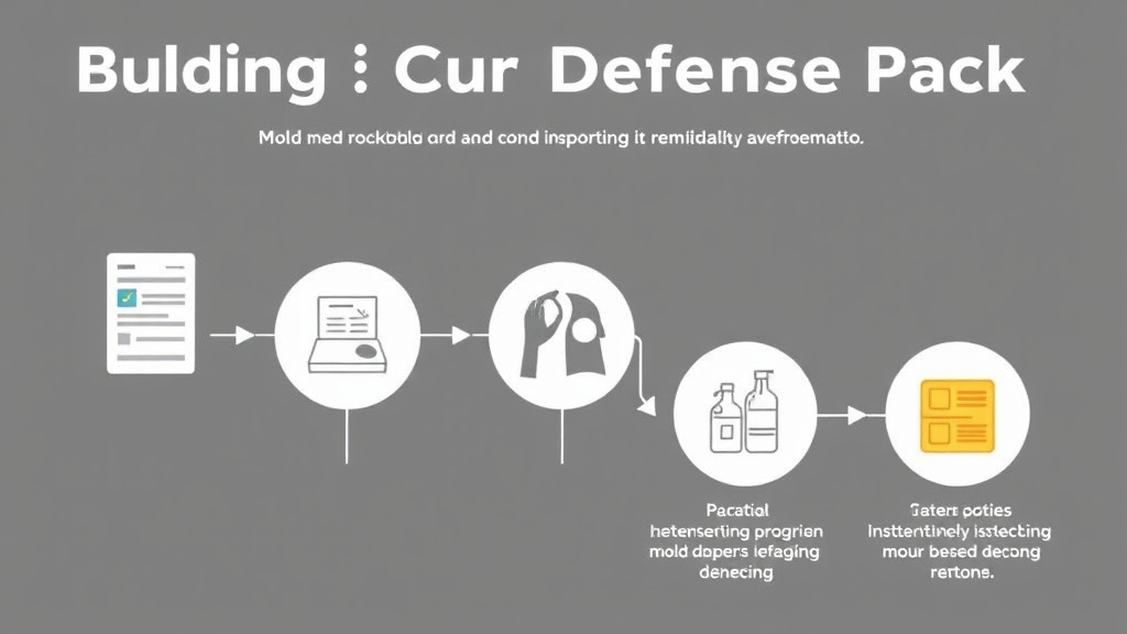 Visual guide for practical steps in building a court defense pack for mold