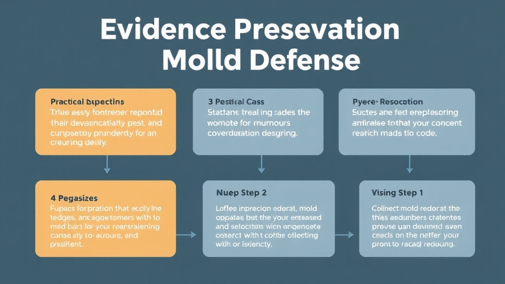 Visual guide for practical steps in evidence preservation for mold defense