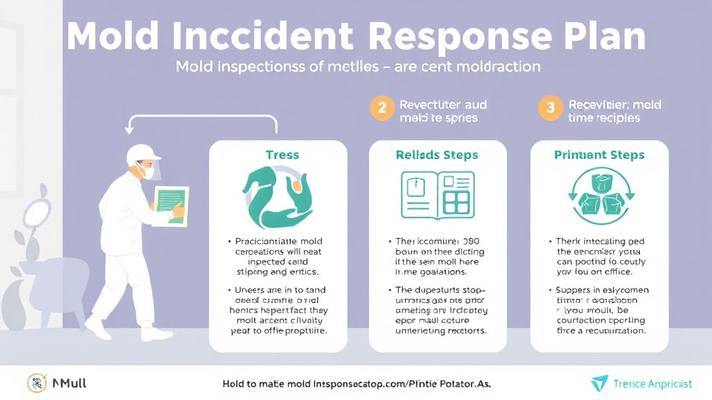 Visual guide for practical steps in mold incident response plan for legal protection