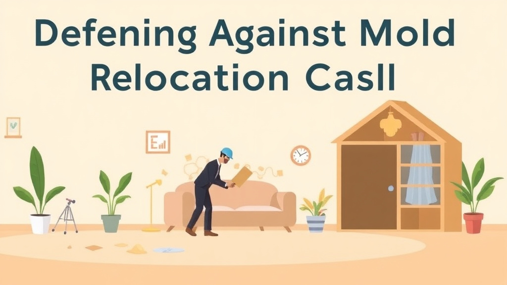 Illustration showing key concepts related to defending against mold relocation cost claims
