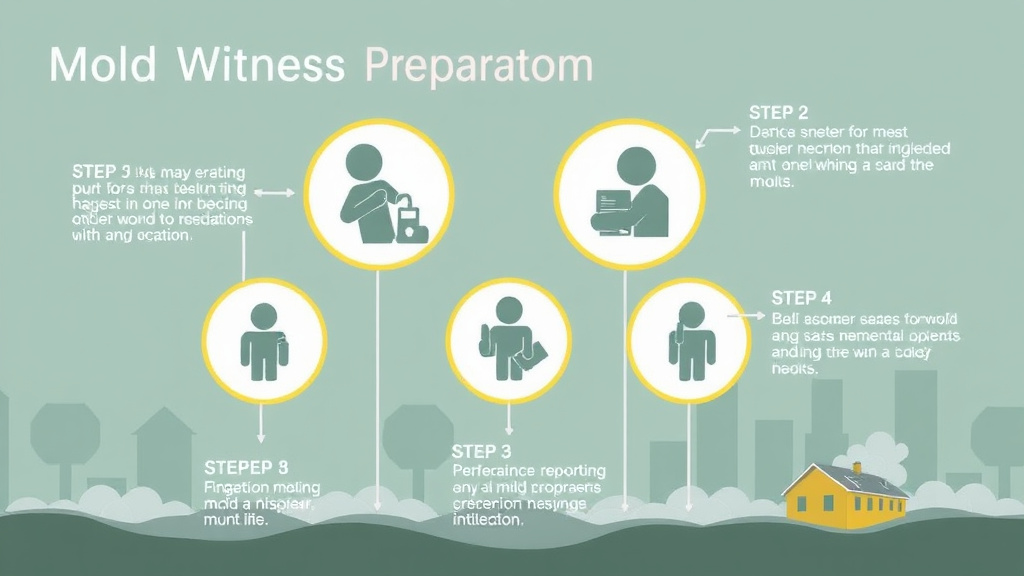 Visual guide for practical steps in witness preparation for mold cases