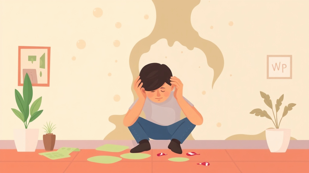 Illustration showing key concepts related to mold emotional distress claims: what landlords face