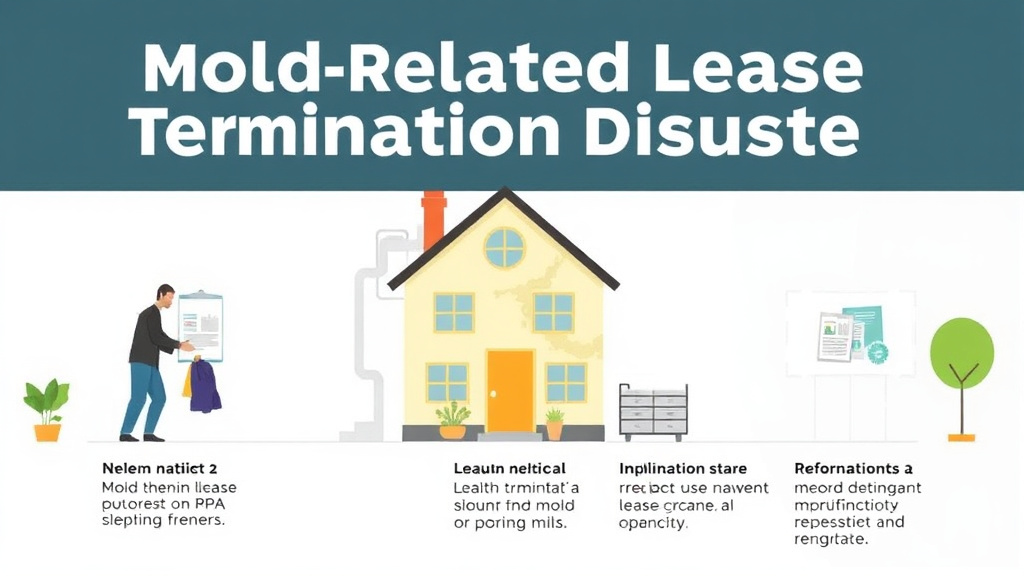 Visual guide for practical steps in mold-related lease termination disputes