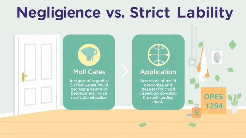 Visual guide for practical steps in negligence vs strict liability in mold cases