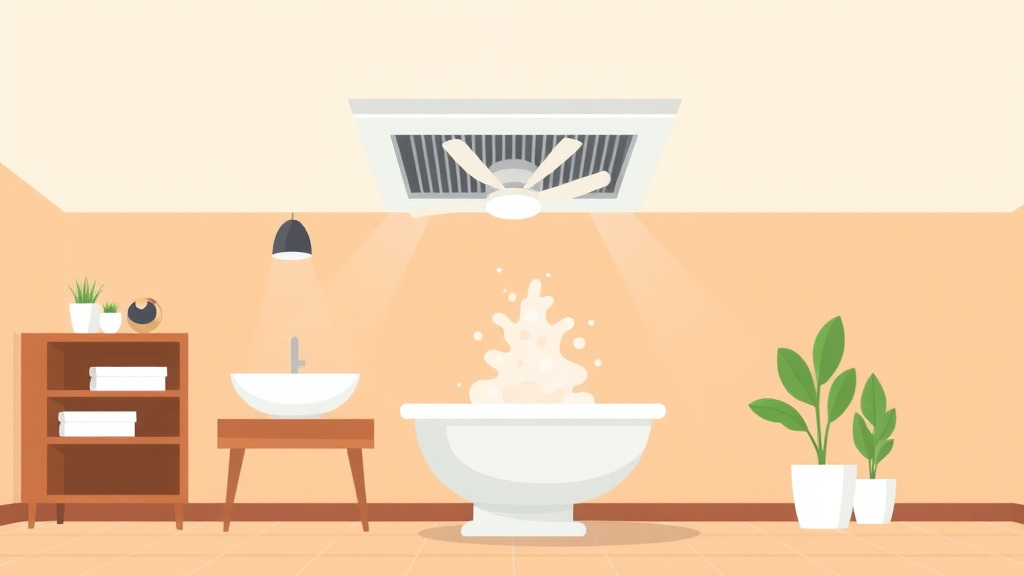 Illustration showing key concepts related to bathroom exhaust fan best practices for mold prevention