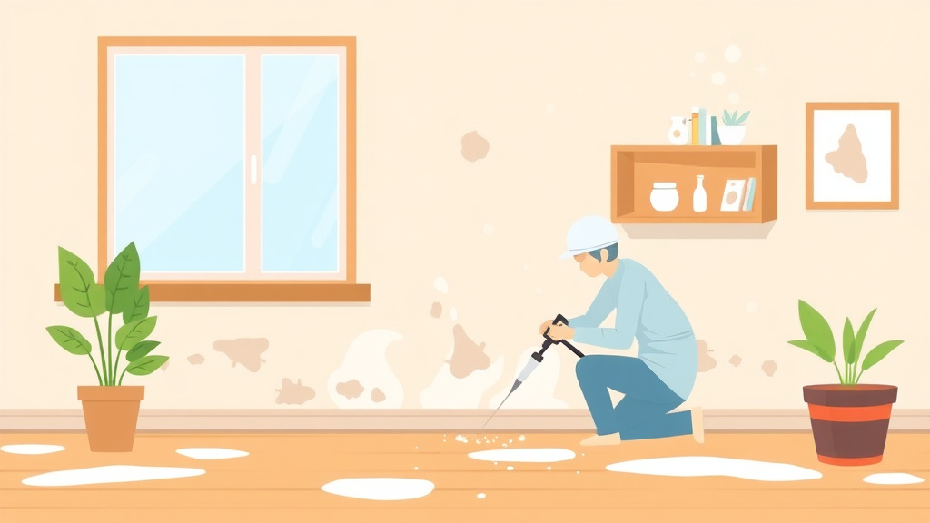 Illustration showing key concepts related to caulking and sealing to prevent mold in rentals