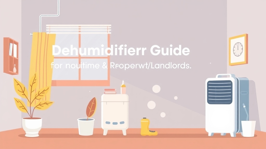 Illustration showing key concepts related to dehumidifier guide for rental property landlords