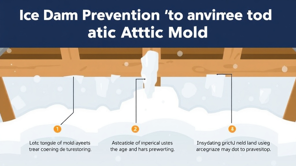 Visual guide for practical steps in ice dam prevention to avoid attic mold