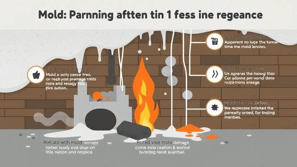 Visual guide for practical steps in mold prevention after fire damage