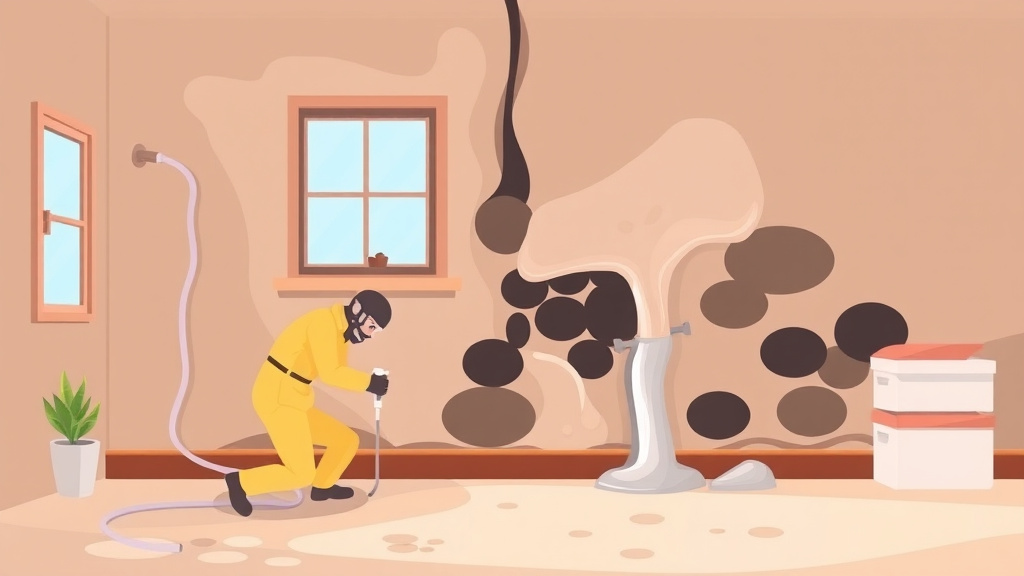 Illustration showing key concepts related to mold prevention after sewage backup