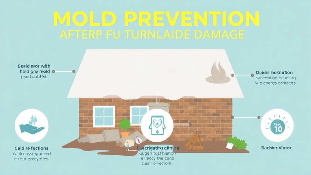 Visual guide for practical steps in mold prevention after tornado damage