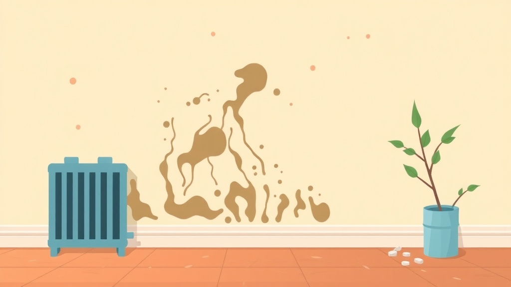 Illustration showing key concepts related to baseboard heating and mold prevention