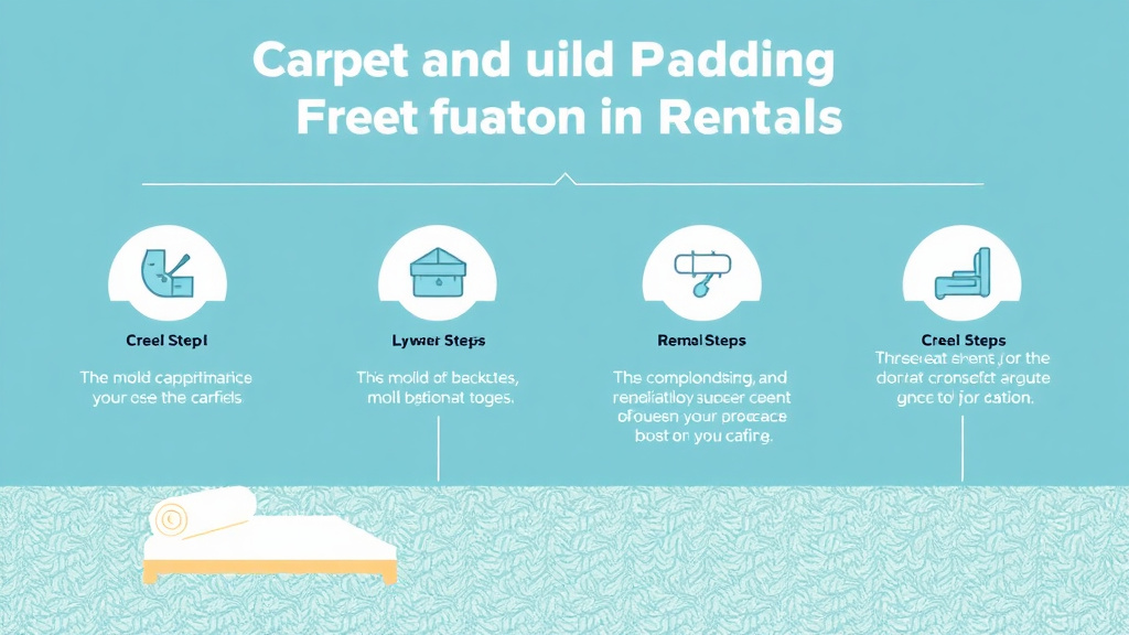 Visual guide for practical steps in carpet and padding mold prevention in rentals