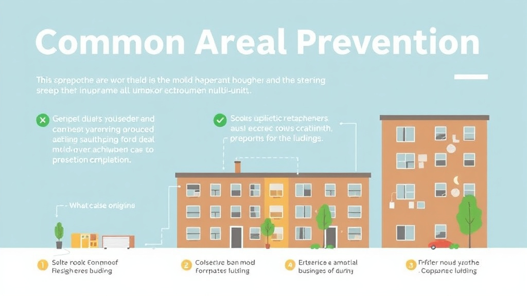 Visual guide for practical steps in common area mold prevention in multi-unit buildings
