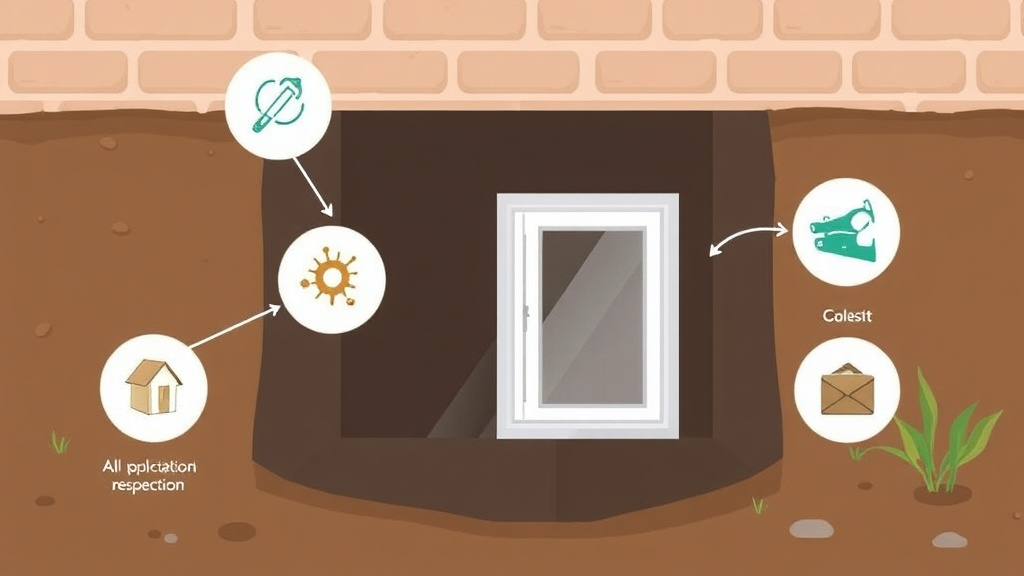 Visual guide for practical steps in egress window wells and mold prevention