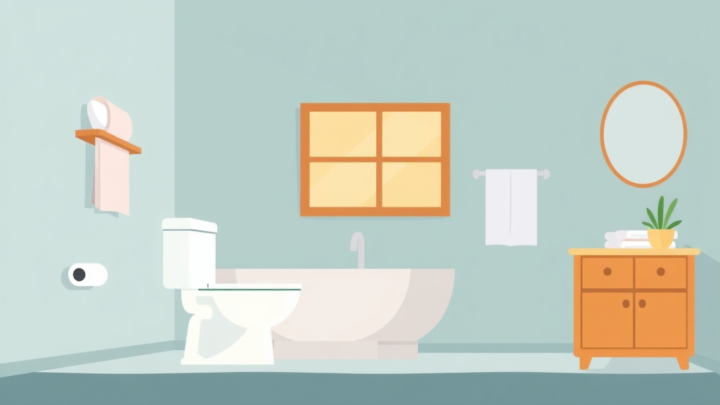 Illustration showing key concepts related to half bathroom mold prevention in rentals