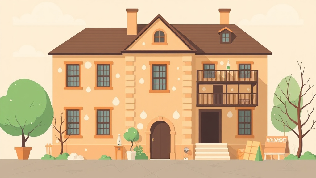 Illustration showing key concepts related to historic building mold prevention for landlords