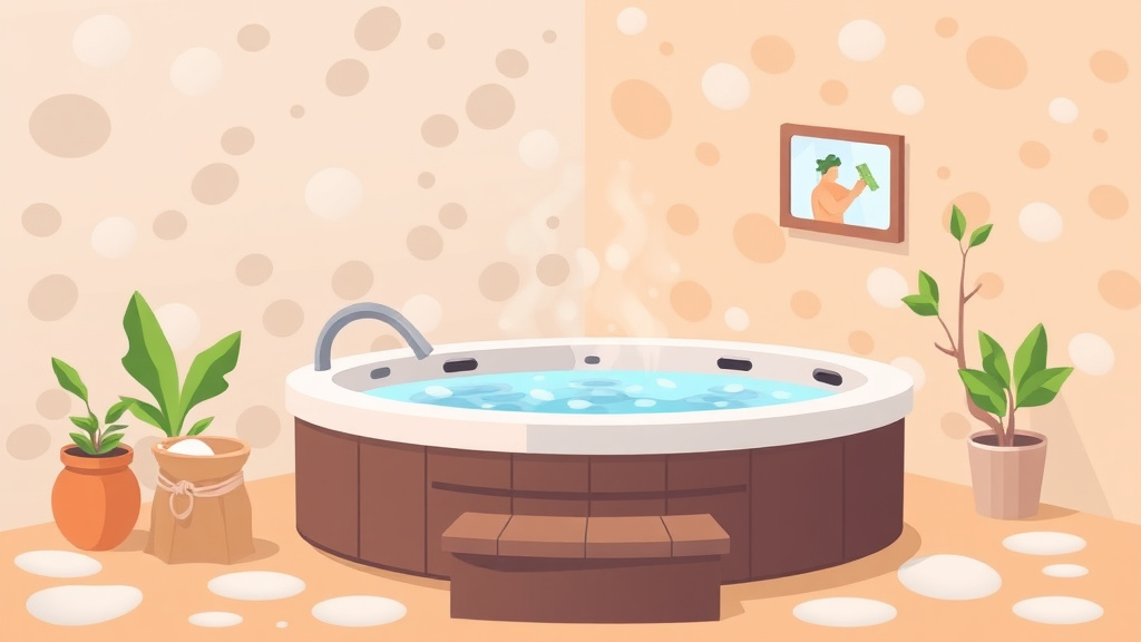 Illustration showing key concepts related to hot tub and spa mold prevention for rentals