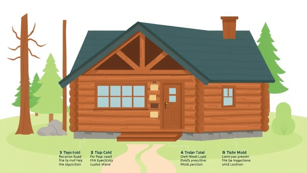 Visual guide for practical steps in log cabin rental mold prevention