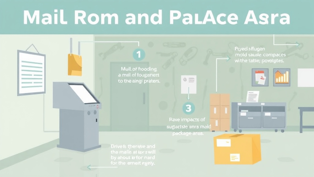 Visual guide for practical steps in mail room and package area mold prevention