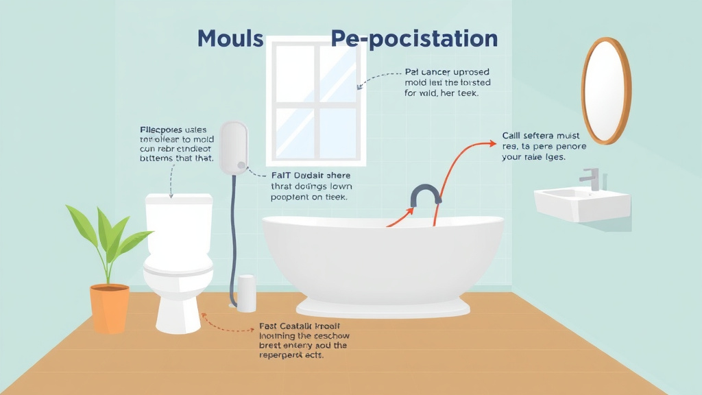 Visual guide for practical steps in ensuite bathroom mold prevention