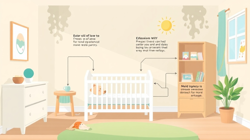 Visual guide for practical steps in nursery room mold prevention for healthy air