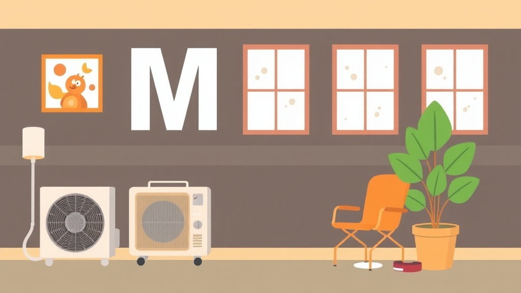 Illustration showing key concepts related to portable ac units and mold risk in rentals
