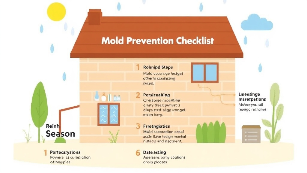 Visual guide for practical steps in rainy season mold prevention checklist