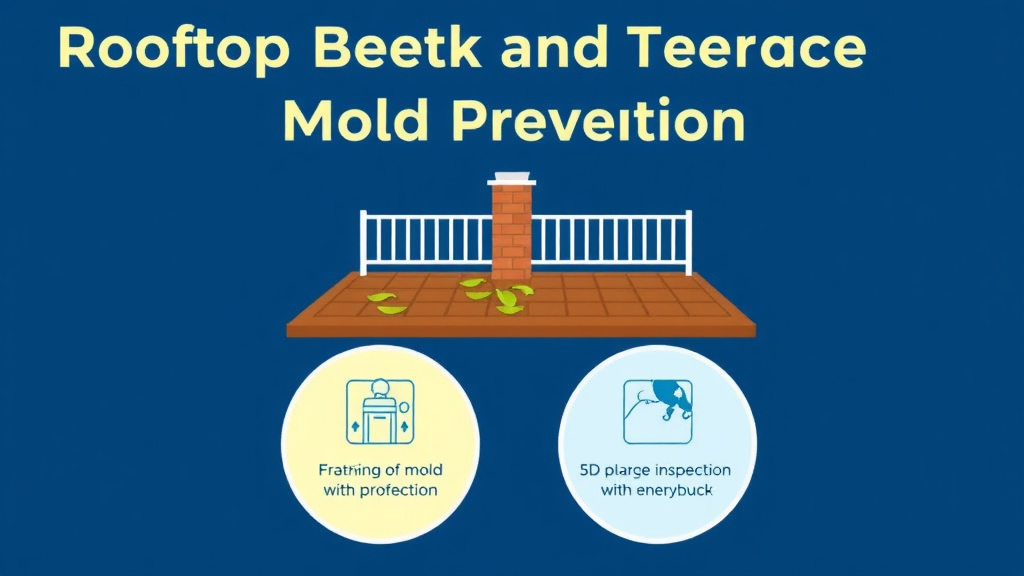 Visual guide for practical steps in rooftop deck and terrace mold prevention