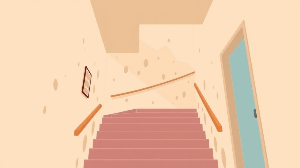 Illustration showing key concepts related to stairwell mold prevention in apartment buildings