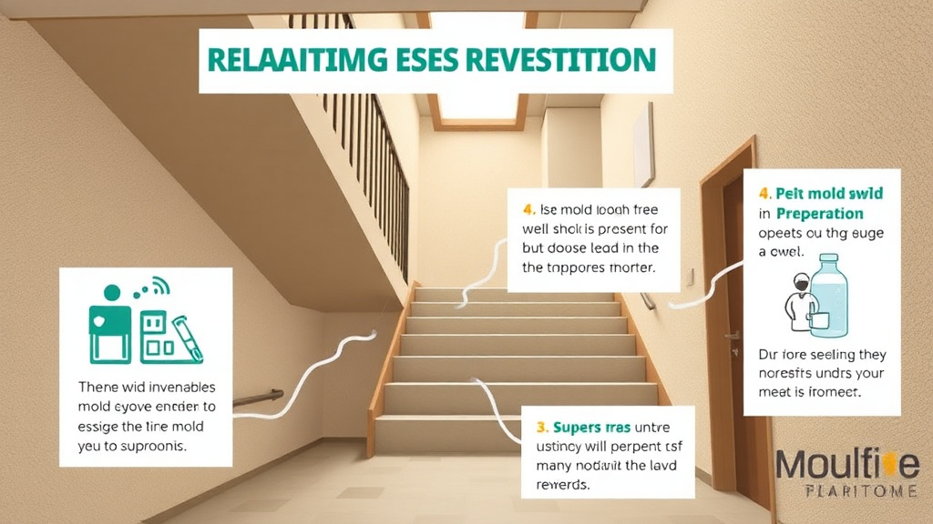 Visual guide for practical steps in stairwell mold prevention in apartment buildings