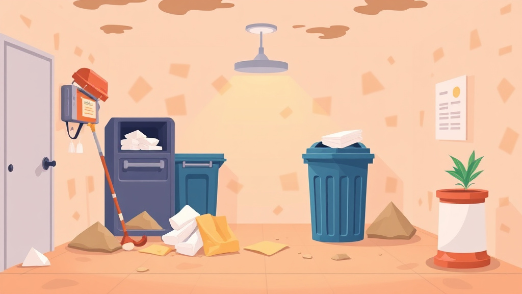 Illustration showing key concepts related to trash room mold prevention in rental buildings