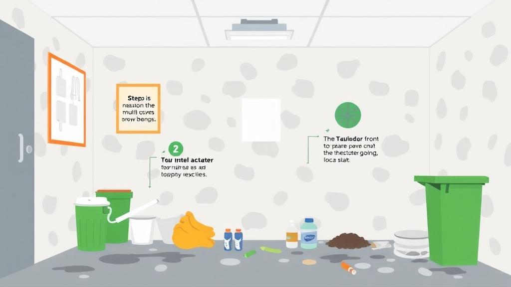 Visual guide for practical steps in trash room mold prevention in rental buildings