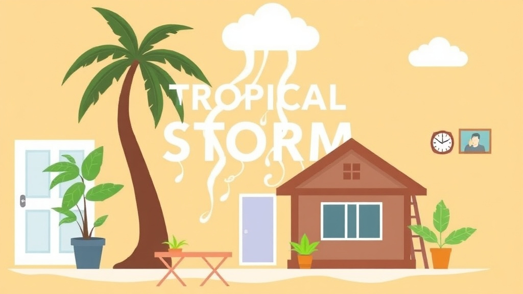 Illustration showing key concepts related to tropical storm mold prevention for landlords