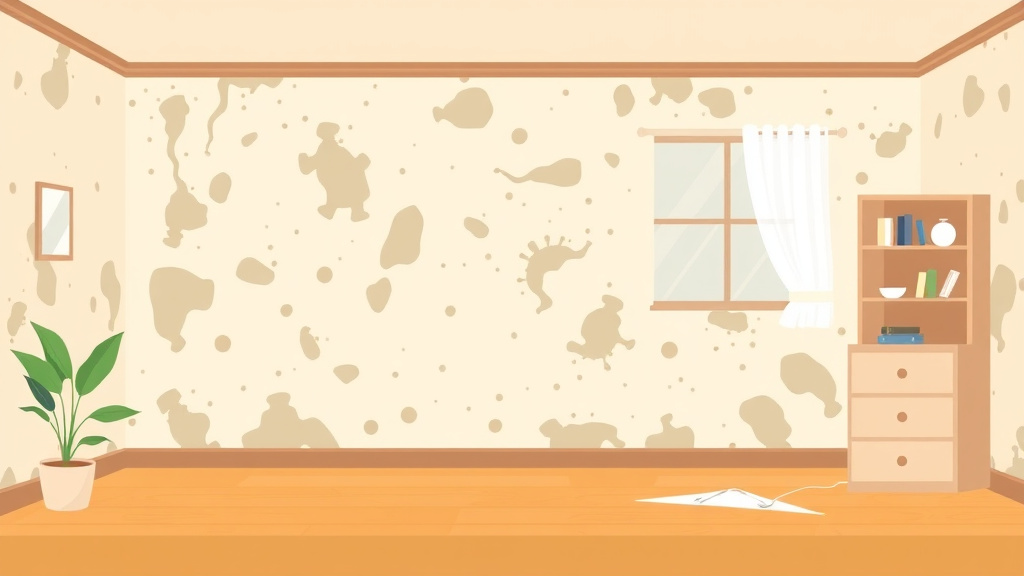 Illustration showing key concepts related to wallpaper and mold risk in rental properties