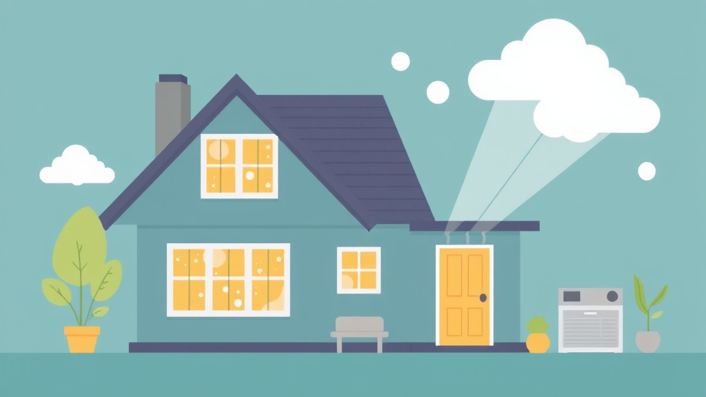 Illustration showing key concepts related to whole-house ventilation systems for mold prevention