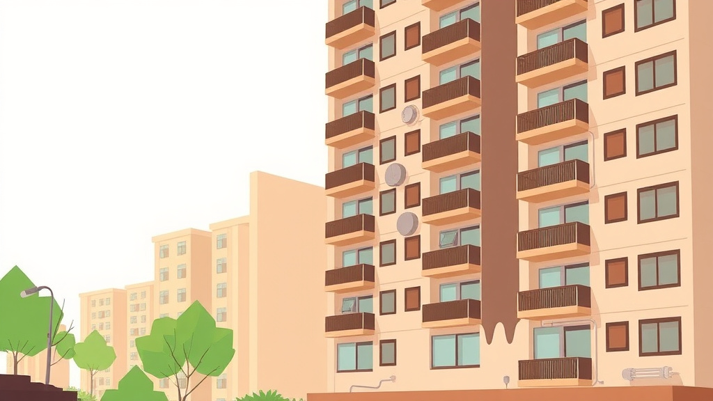 A professional illustration depicting low-Rise Apartment Building Mold Prevention