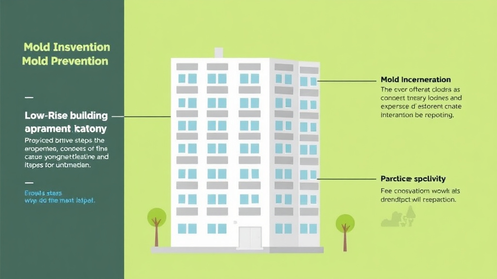 Action-oriented illustration showing how to apply low-Rise Apartment Building Mold Prevention