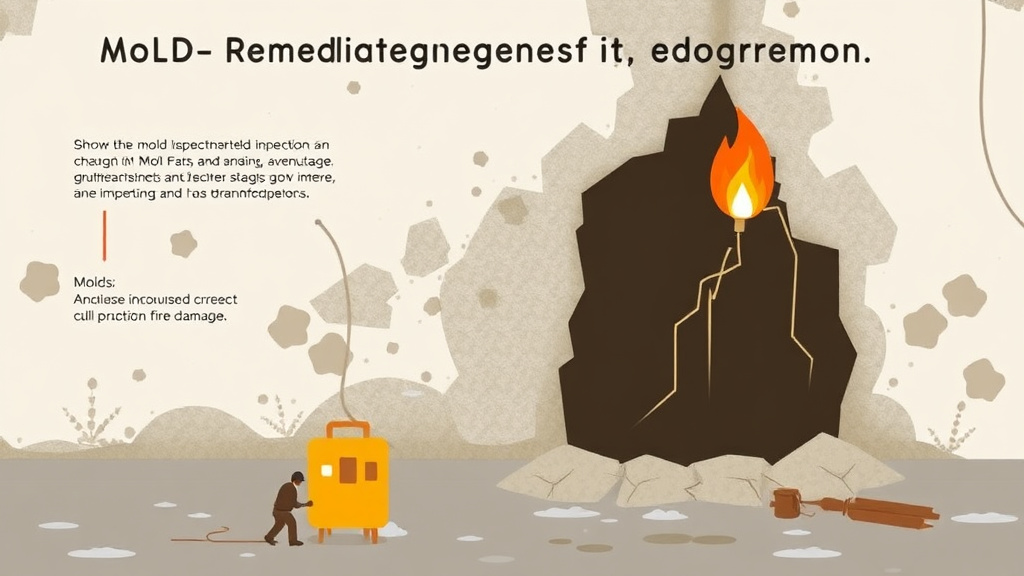Visual guide for practical steps in mold remediation after fire damage