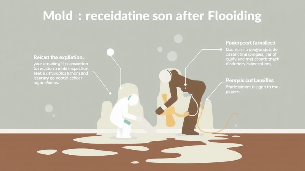 Visual guide for practical steps in mold remediation after flooding
