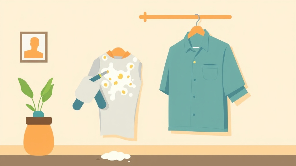 Illustration showing key concepts related to cleaning mold from clothing and textiles