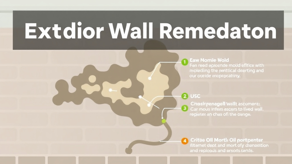 Visual guide for practical steps in exterior wall mold remediation