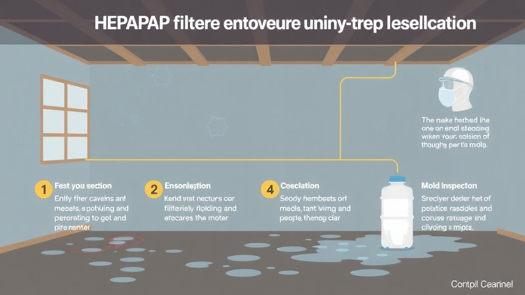 Illustration showing key concepts related to hepa filtration during mold remediation