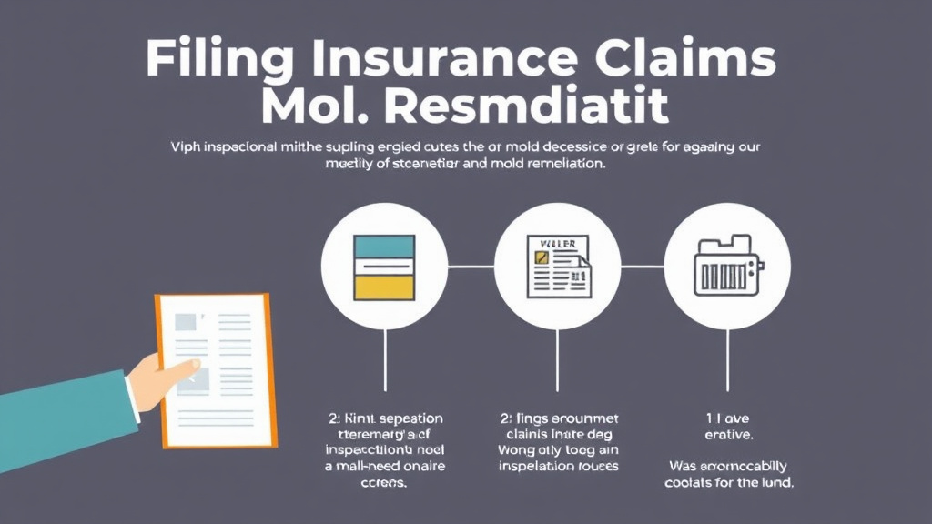 Visual guide for practical steps in filing insurance claims for mold remediation