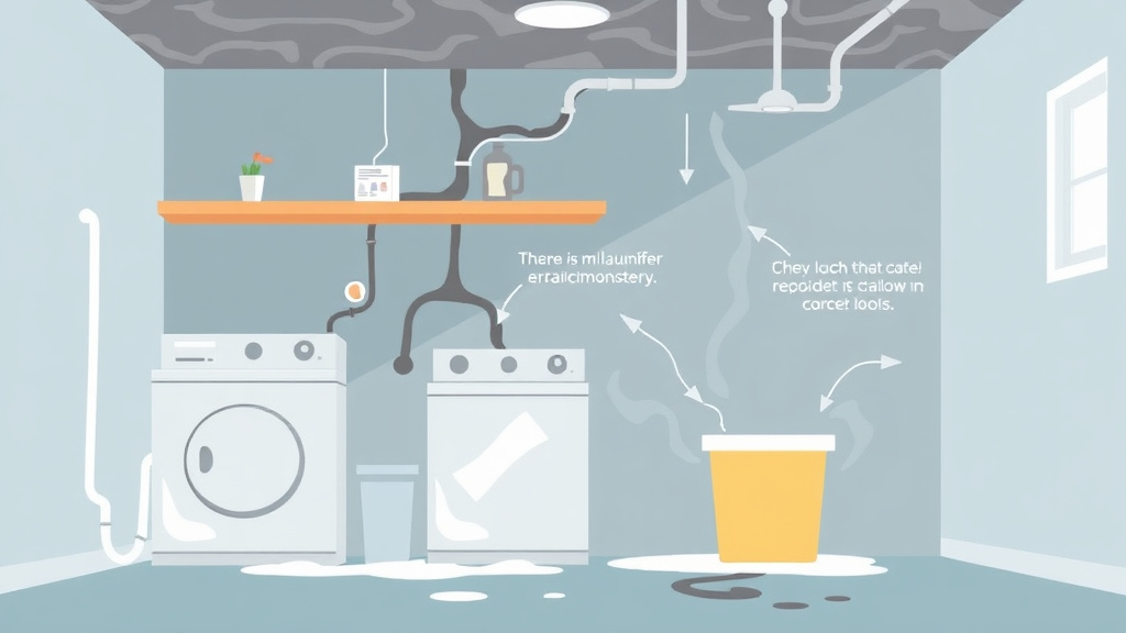 Visual guide for practical steps in laundry area mold remediation